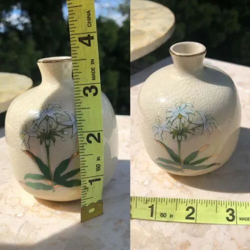 Antique Chinese Signed Porcelain Hand Painted Flowers Floral Design Bud Vase