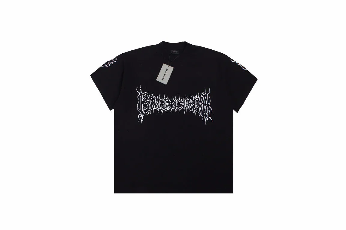 Balenciaga T-shirt with Gothic Flame Logo