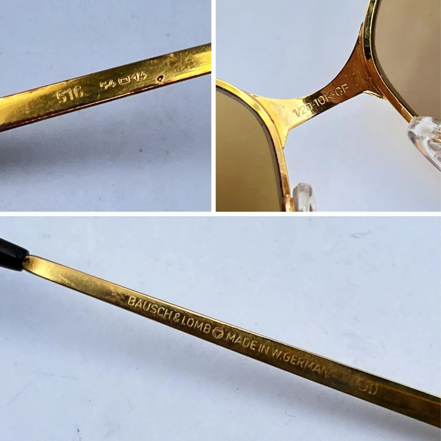 Bausch & Lomb Vintage 70s Mint Unisex Gold Sunglasses Mod. 516