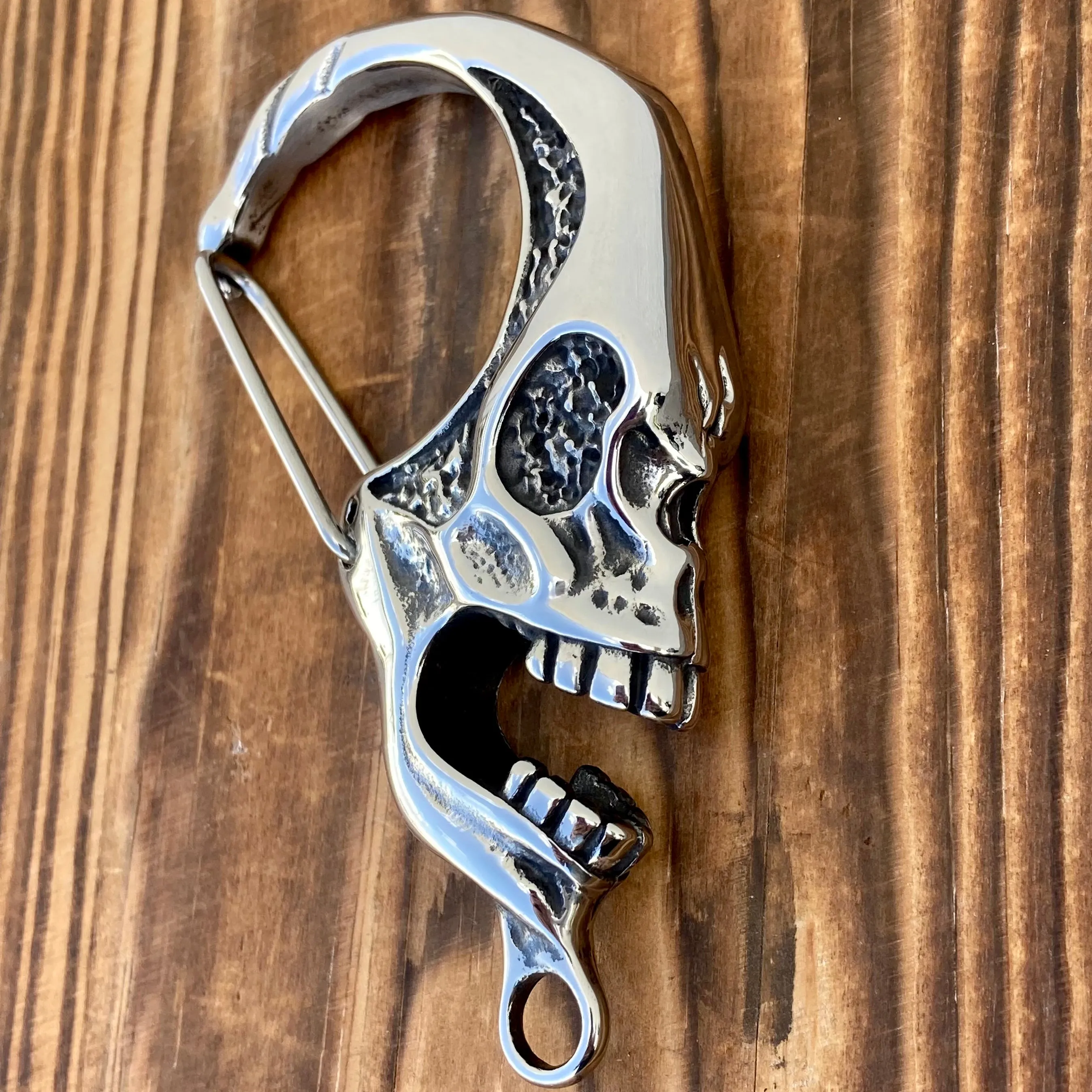 Belt Clip / Clasp - XL Skull - Polished - Upgrade Your Wallet / Key Chain - WCC-22