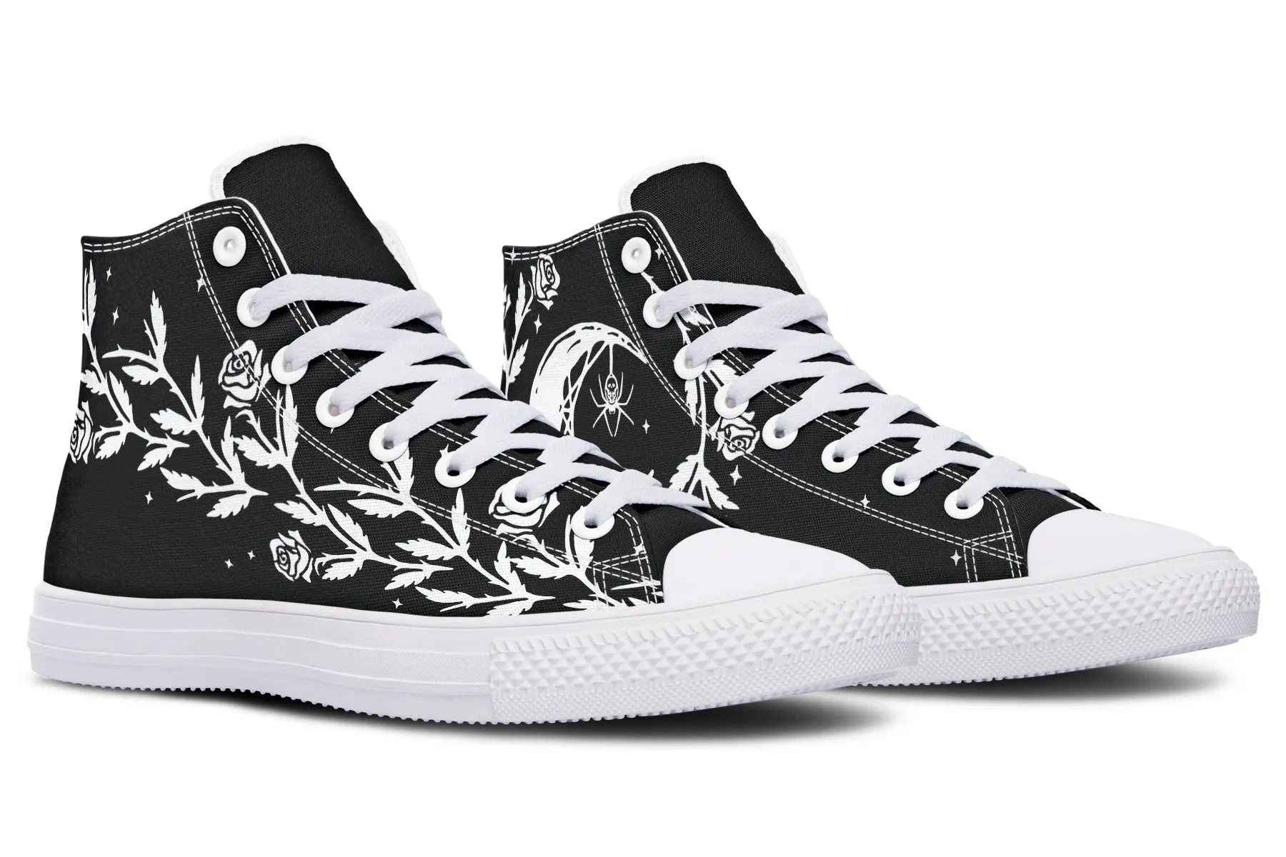 Black Widow High Tops - Classic Premium Canvas Shoes with Comfortable and Durable Soles