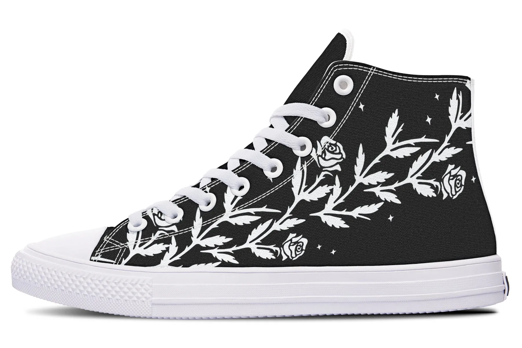 Black Widow High Tops - Classic Premium Canvas Shoes with Comfortable and Durable Soles