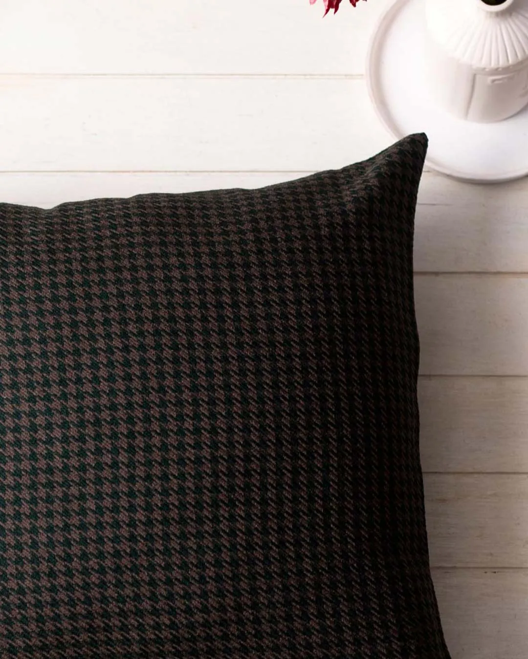 Bottle Green Houndstooth Cushion Cover