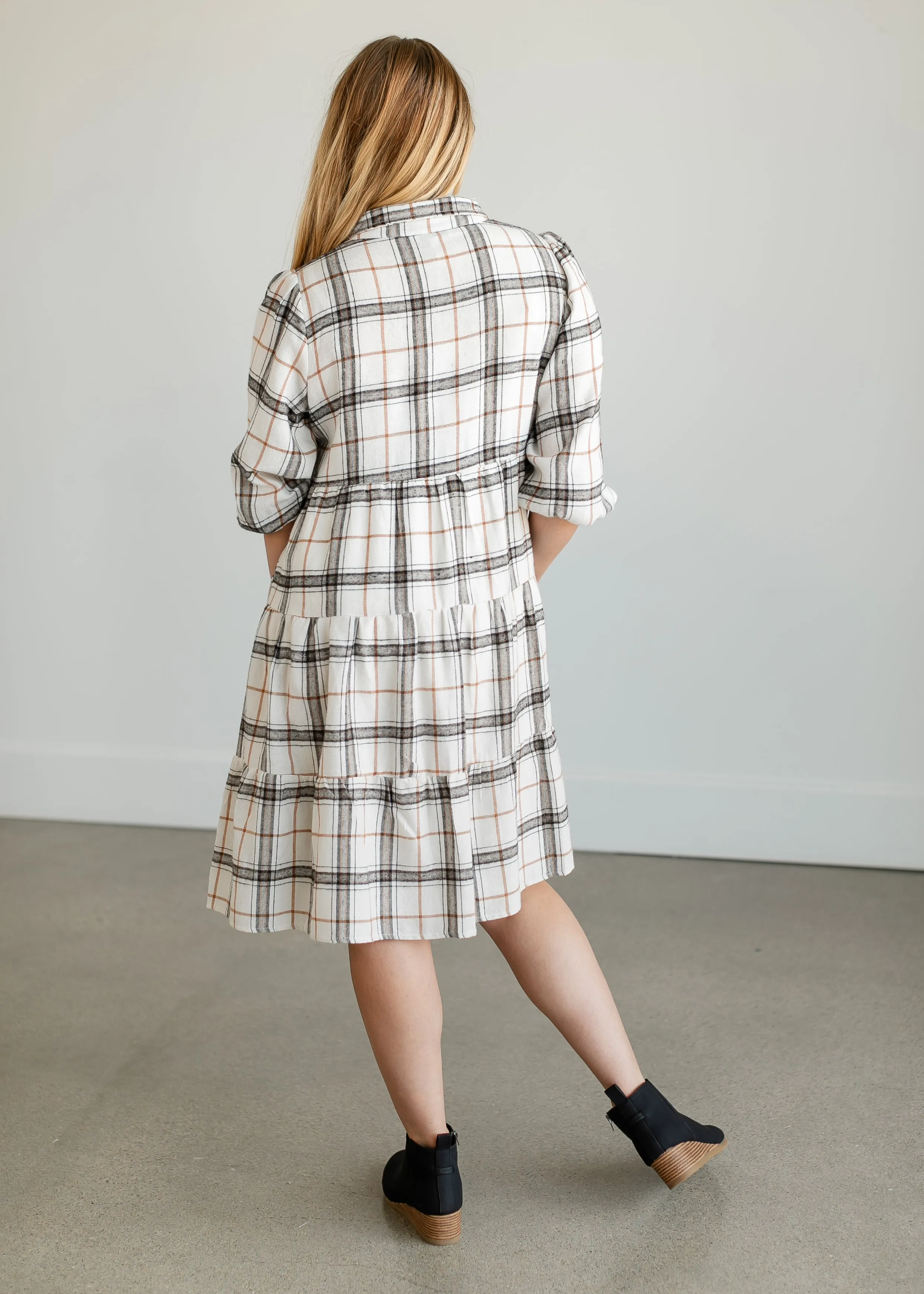 Button Up Plaid Midi Shirtdress - FINAL SALE