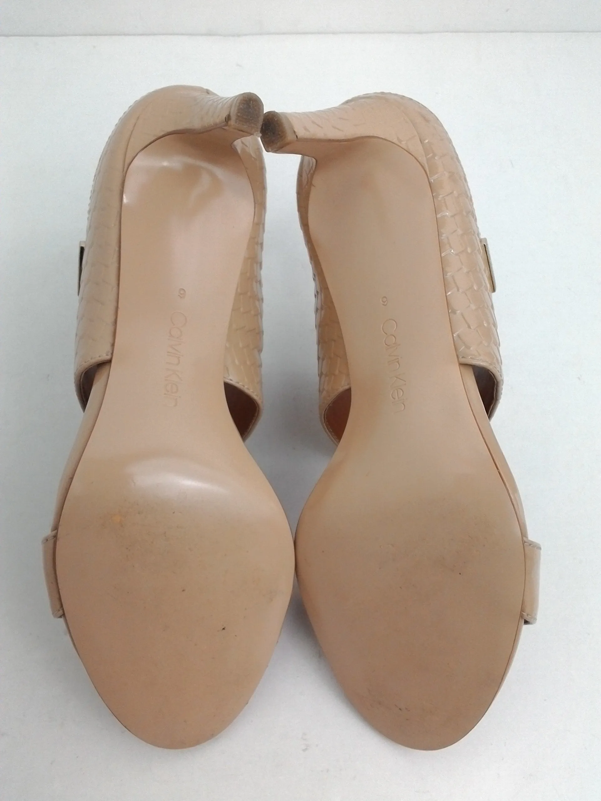 Calvin Klein Women's Cecily Nude Patent Leather Mules Size 6 M