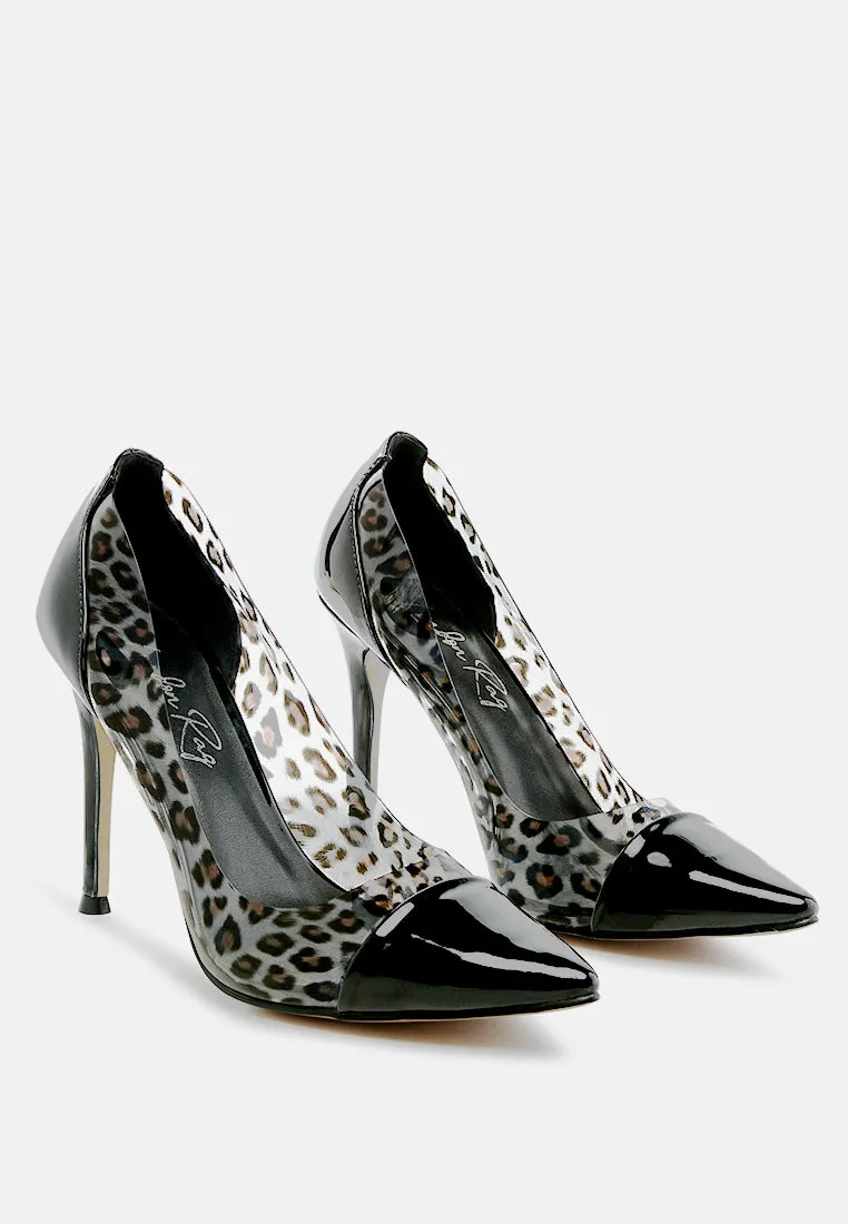 Candace Clear Patent Faux Leather Detail Pumps By Ruw