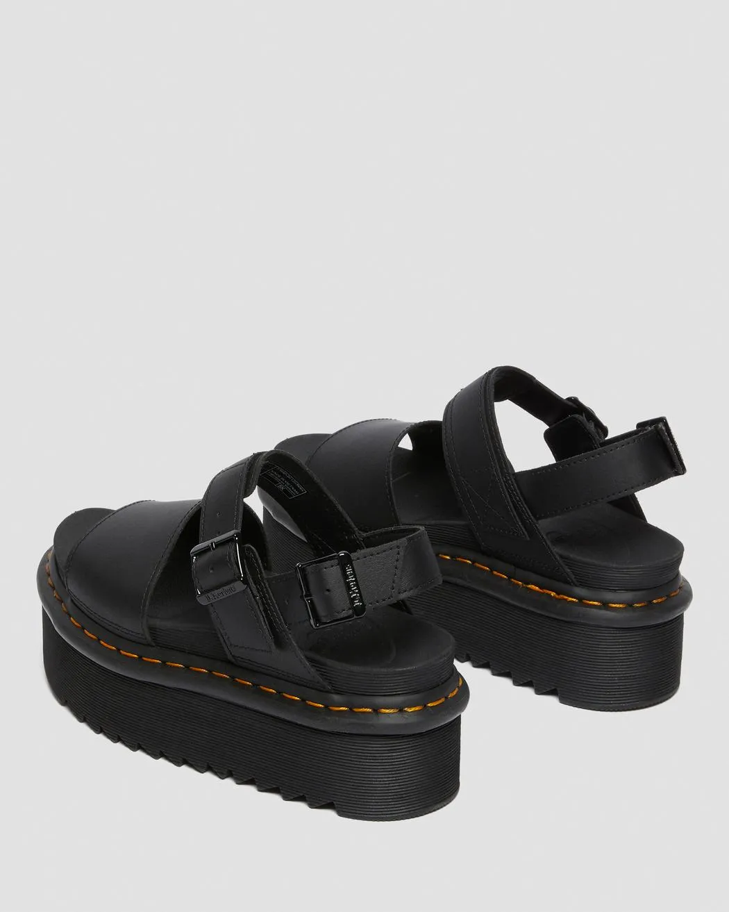 Dr. Martens Women's VOSS LEATHER STRAP PLATFORM SANDALS (Black)