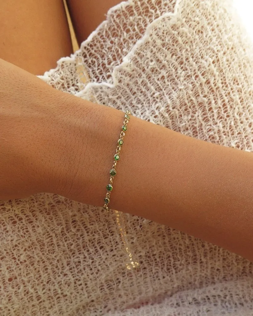 Emerald CZ Tennis Bracelet  - 14k Yellow Gold Fill