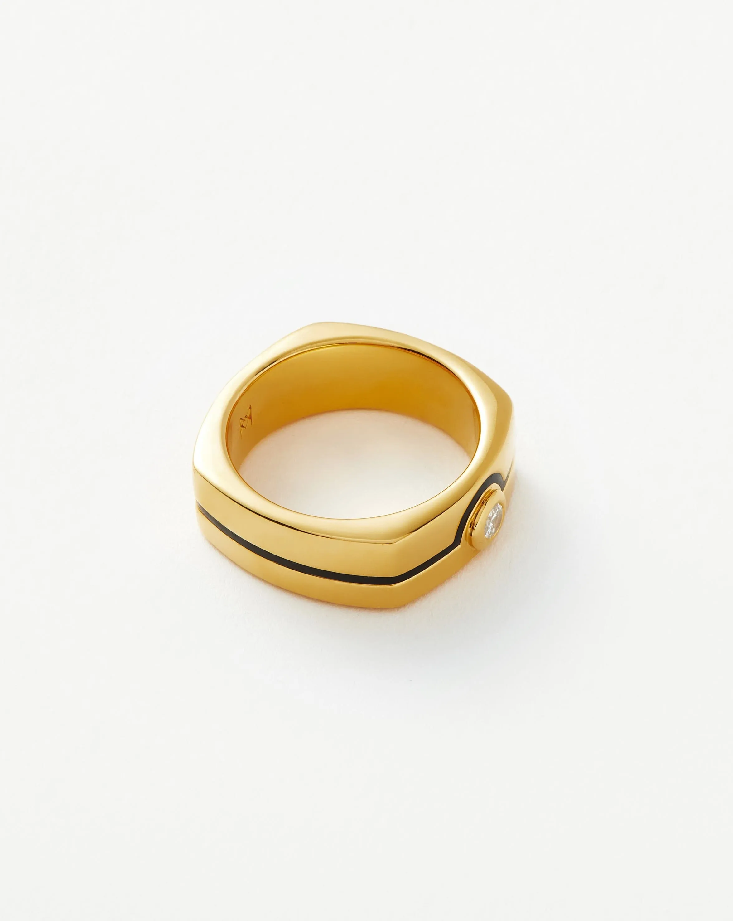 Enamel & Stone Byline Wide Band Ring | 18ct Gold Plated/Cubic Zirconia