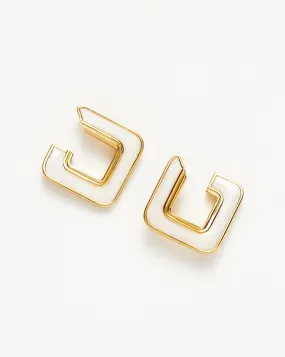 Enamel Haze Squared Open Stud Earrings