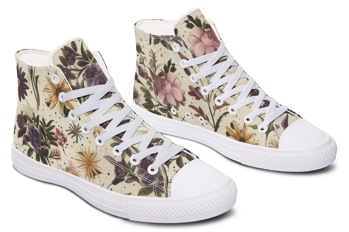 Enchanted Blossoms High Tops - Classic Premium Canvas Shoes with Comfortable and Durable Soles