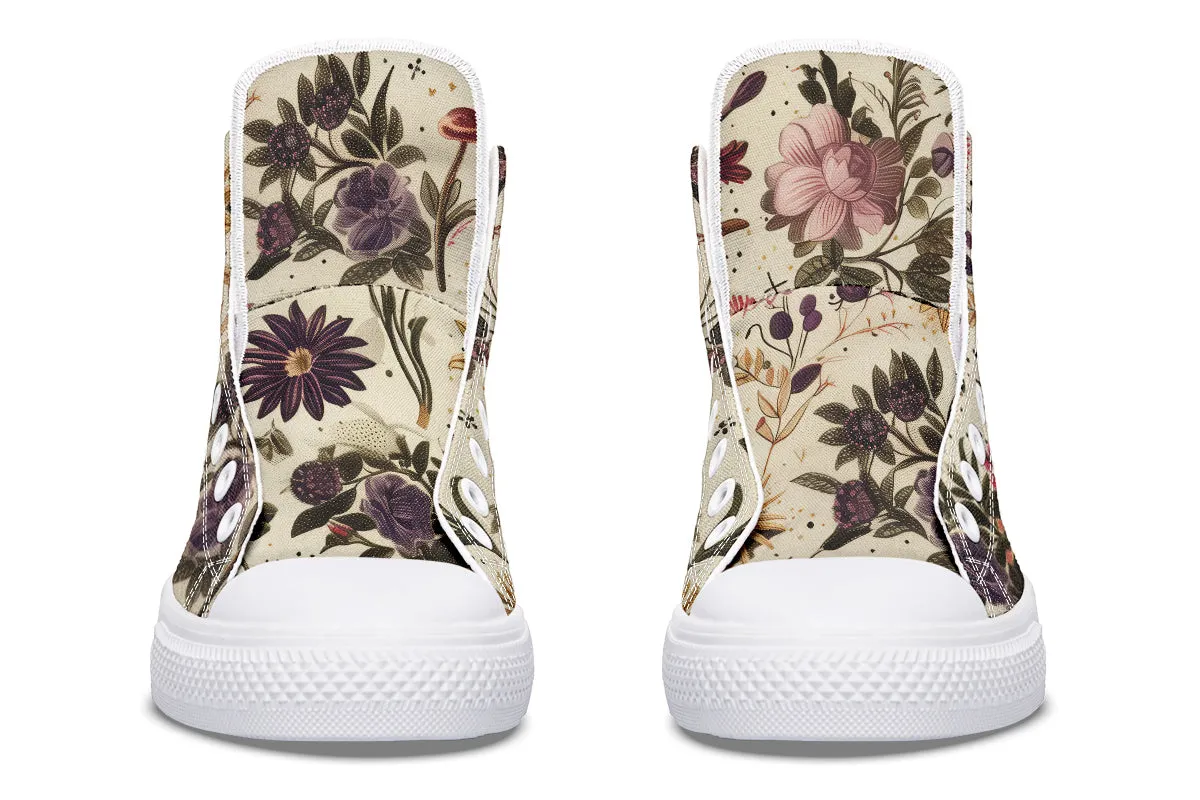 Enchanted Blossoms High Tops - Classic Premium Canvas Shoes with Comfortable and Durable Soles