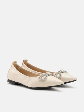 Fairleigh Crystal Embellished Bow Pointed Toe Flats