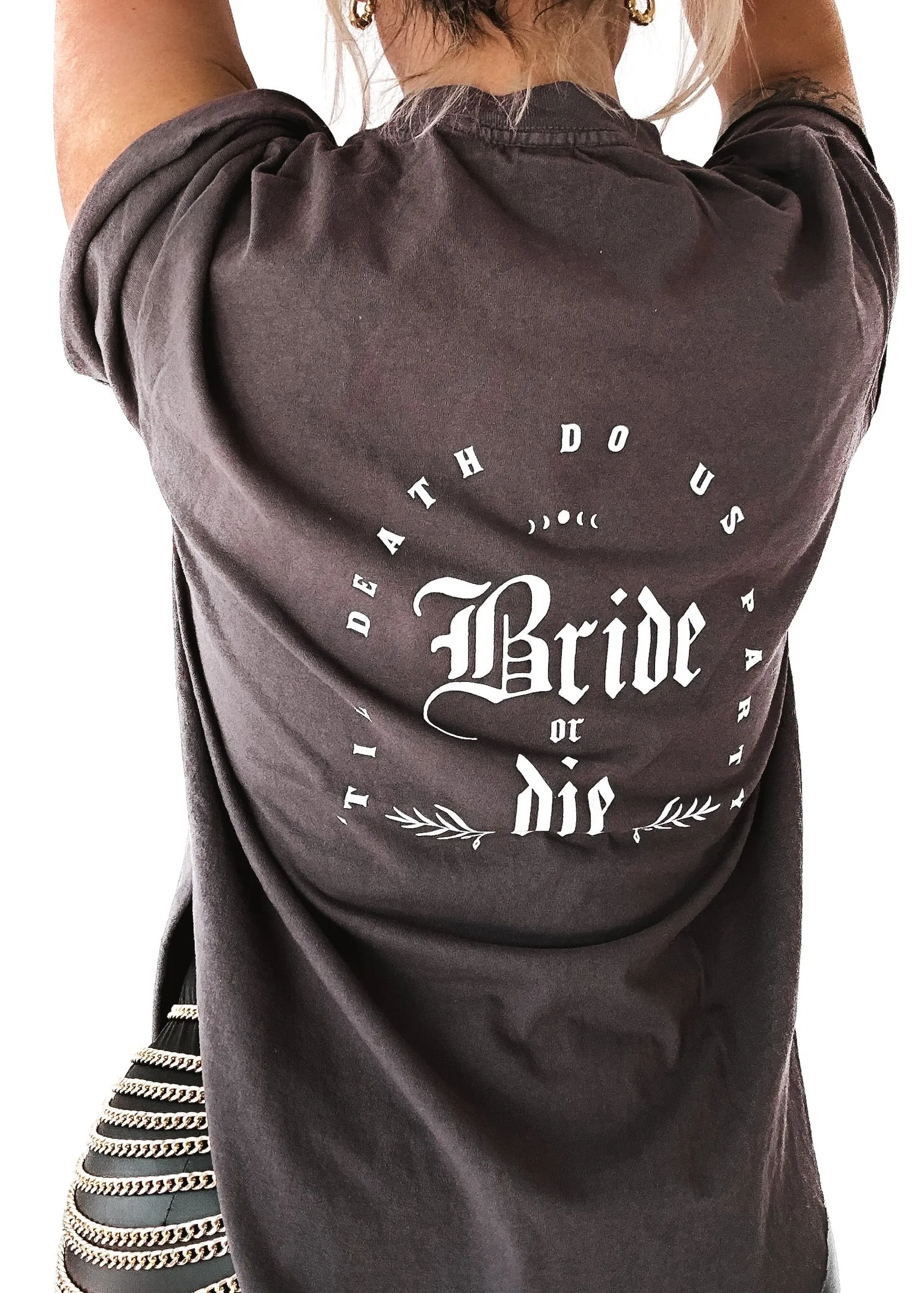 GOTHIC BRIDE OR DIE SIDE SLIT TEE