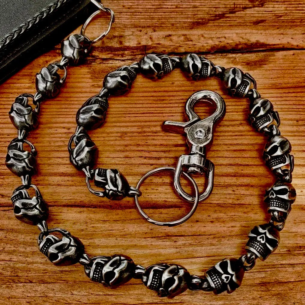 Hell Ride Custom Skull Wallet Chain 1" - Galvanized