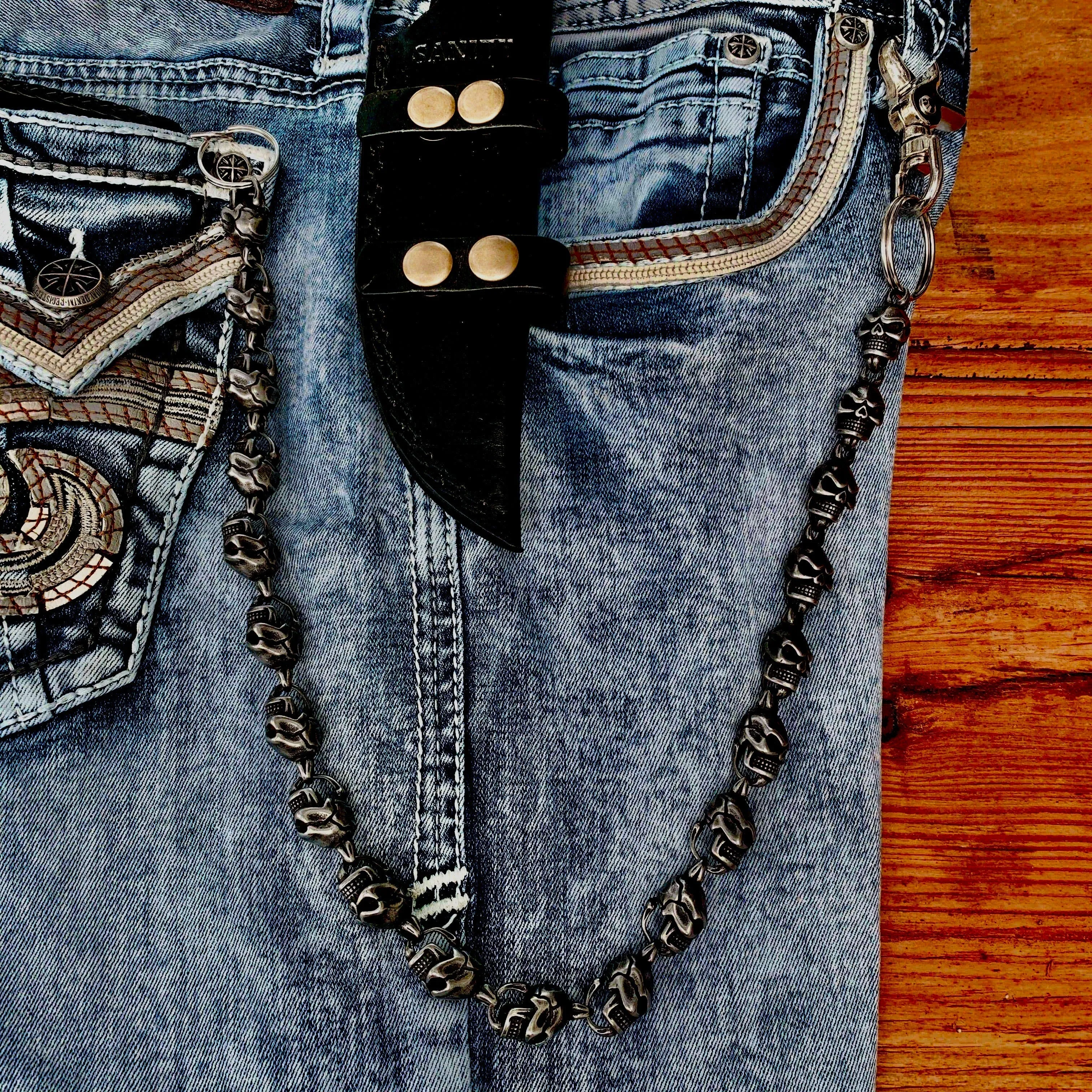 Hell Ride Custom Skull Wallet Chain 1" - Galvanized