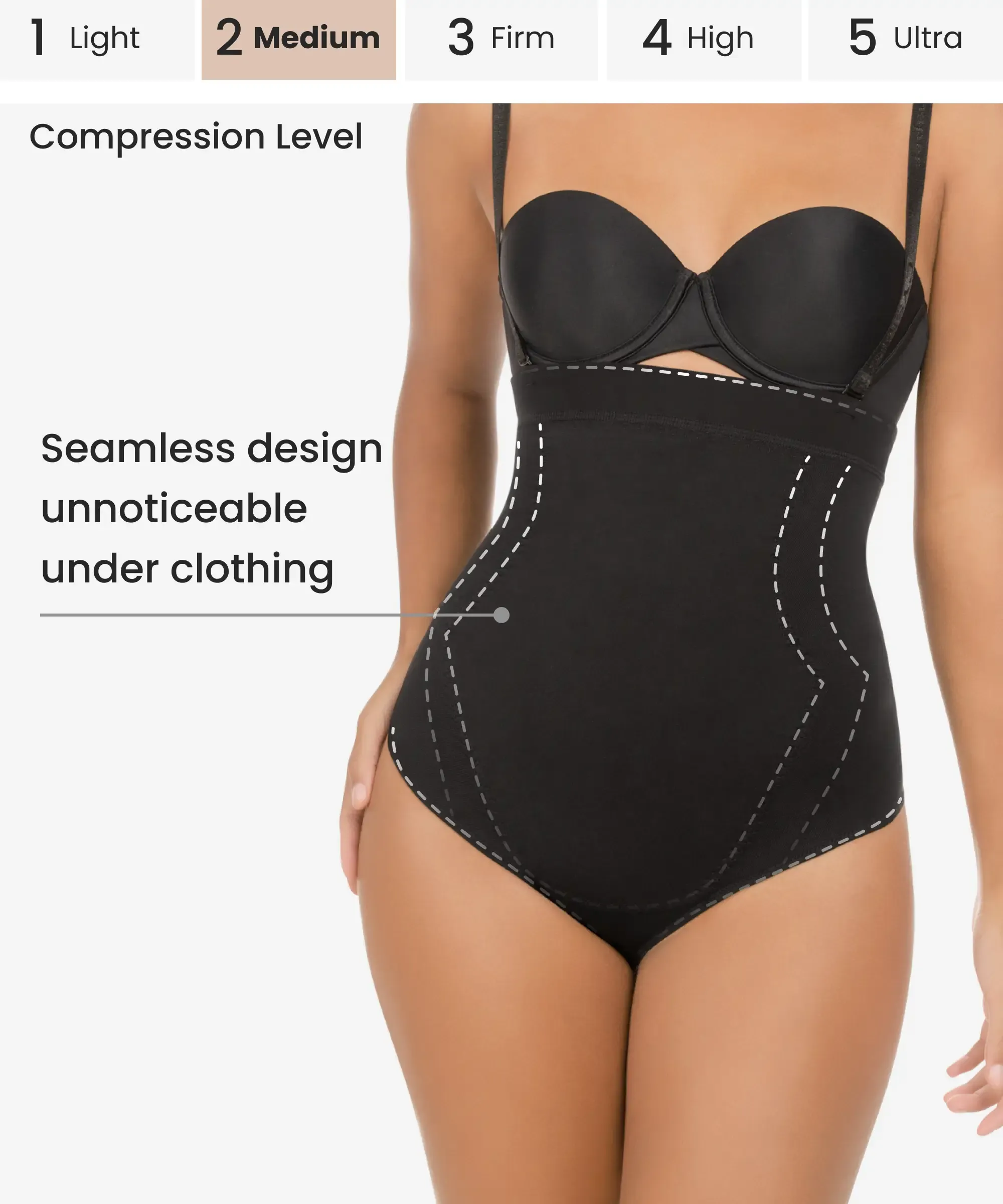 High-waist tummy control shaper in thong - Style 1596