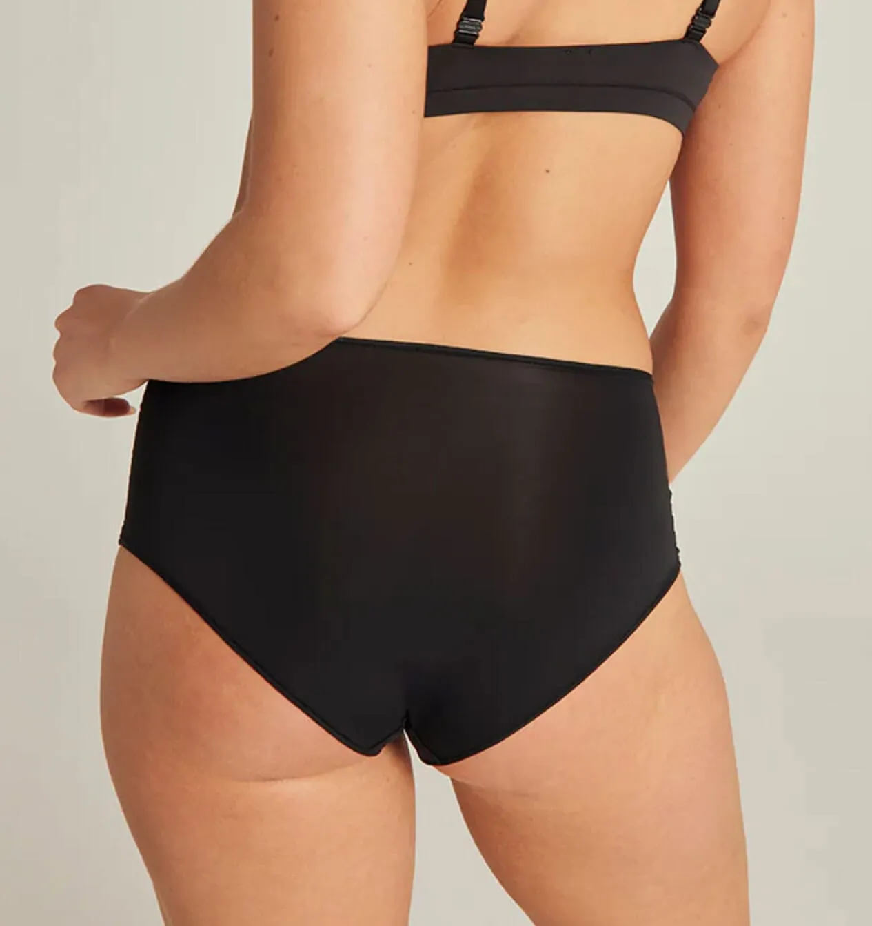 Invisible microfibre high waist brief [Black]