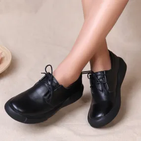 Lace-Up Big Size Women's Shoes Black | 35-41