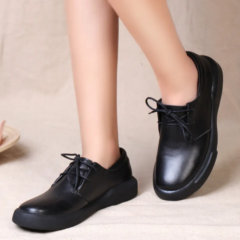 Lace-Up Big Size Women's Shoes Black | 35-41