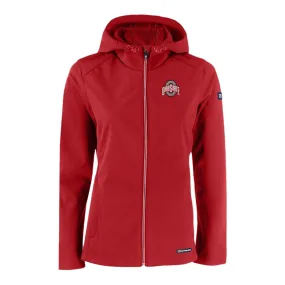 Ladies Ohio State Buckeyes Cutter & Buck Eco Softshell Scarlet Full Zip Jacket