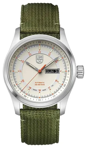 Luminox Atacama Field Automatic Stainless Steel Ivory Dial Green Textile Strap Day/Date Mens Watch XL.1907.NF