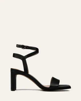 NATSU MID HEEL SANDALS BLACK LEATHER