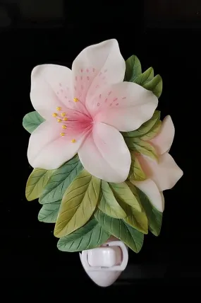 *NEW - BEAUTIFUL HAND PAINTED TROPICAL HIBISCUS PLUG IN NIGHT LIGHT WITH BULB