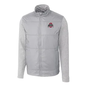 Ohio State Buckeyes Cutter & Buck Stealth Hybrid Quilted Gray Full Zip Jacket