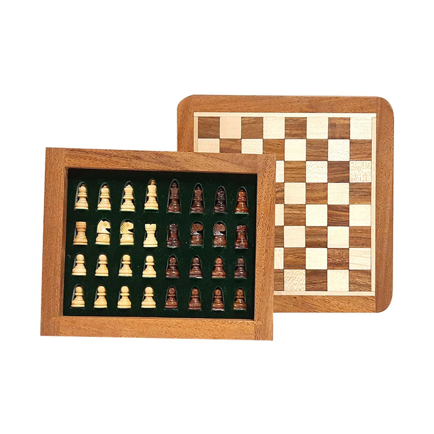 Sheesham Wood Magnetic Chess Set with Foam Tray