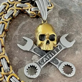 Skull & Cross Wrenches Pendant - Necklace (714)