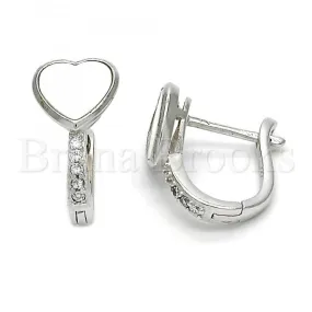 Sterling Silver 02.186.0057.15 Huggie Hoop, Heart Design, with White and Ivory Mother of Pearl, Polished Finish,