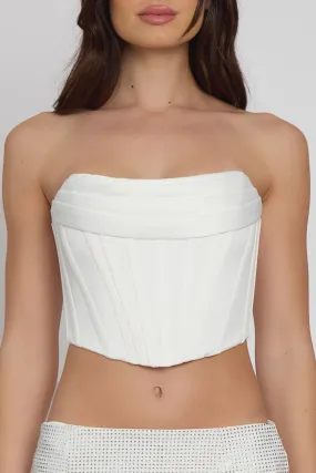 Surat Satin Strapless Corset Top - White