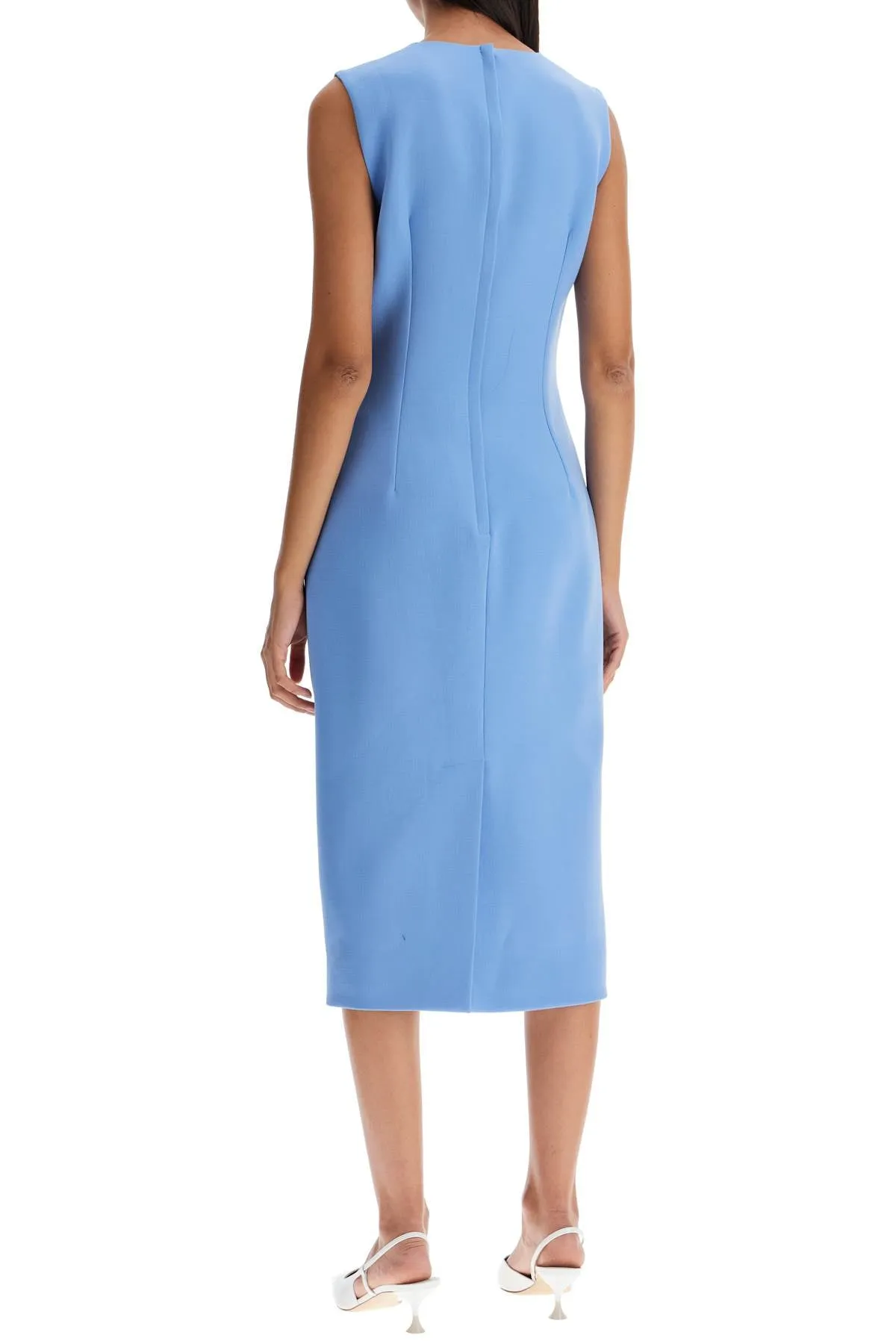 WOOL CREPE SHEATH MIDI DRESS WITH TUBE